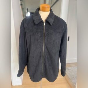 Columbia Black Faux Suede Shearling Full-Zip Jacket – Men’s XXL